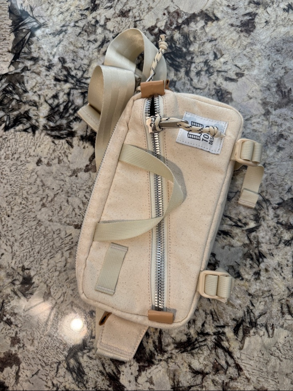 Topo Designs Beige Canvas Crossbody Sling Bag - Minimal Everyday Carry